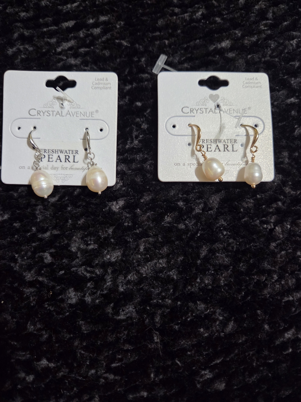 Crystal Avenue Freshwater Pearl Drop Earrings — White Pearls In Gold And Silver